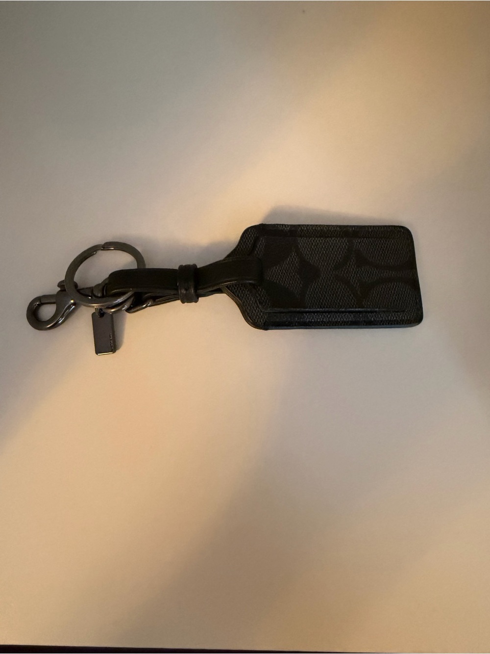 Coach Black Signature Leather Key & Luggage Tag
